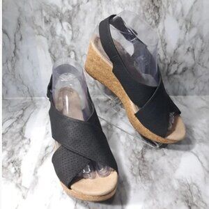 Collection By Clarks Women's Slingback Wedge Sandals Black & Beige Size 8W